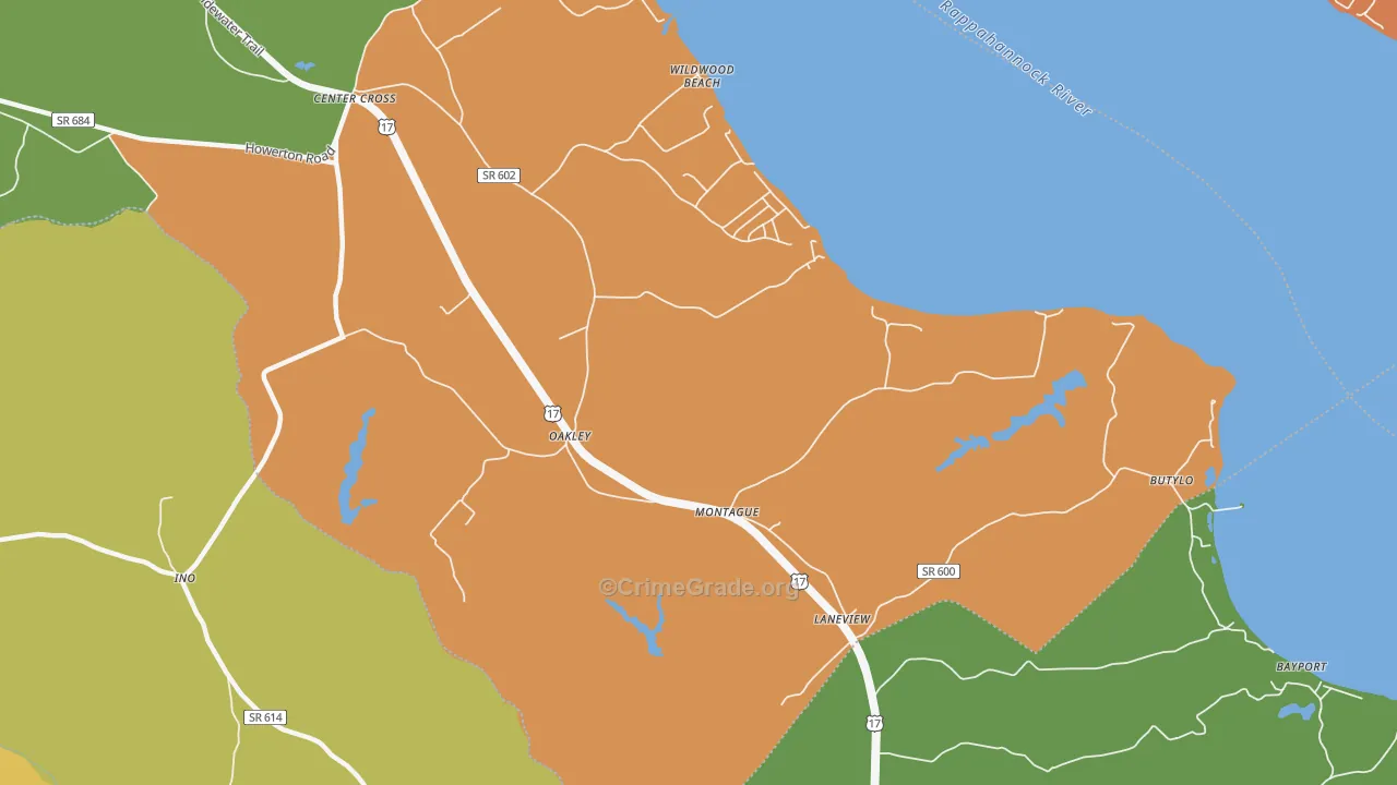 Oakley, VA Map of Drug-Related Crime Rates