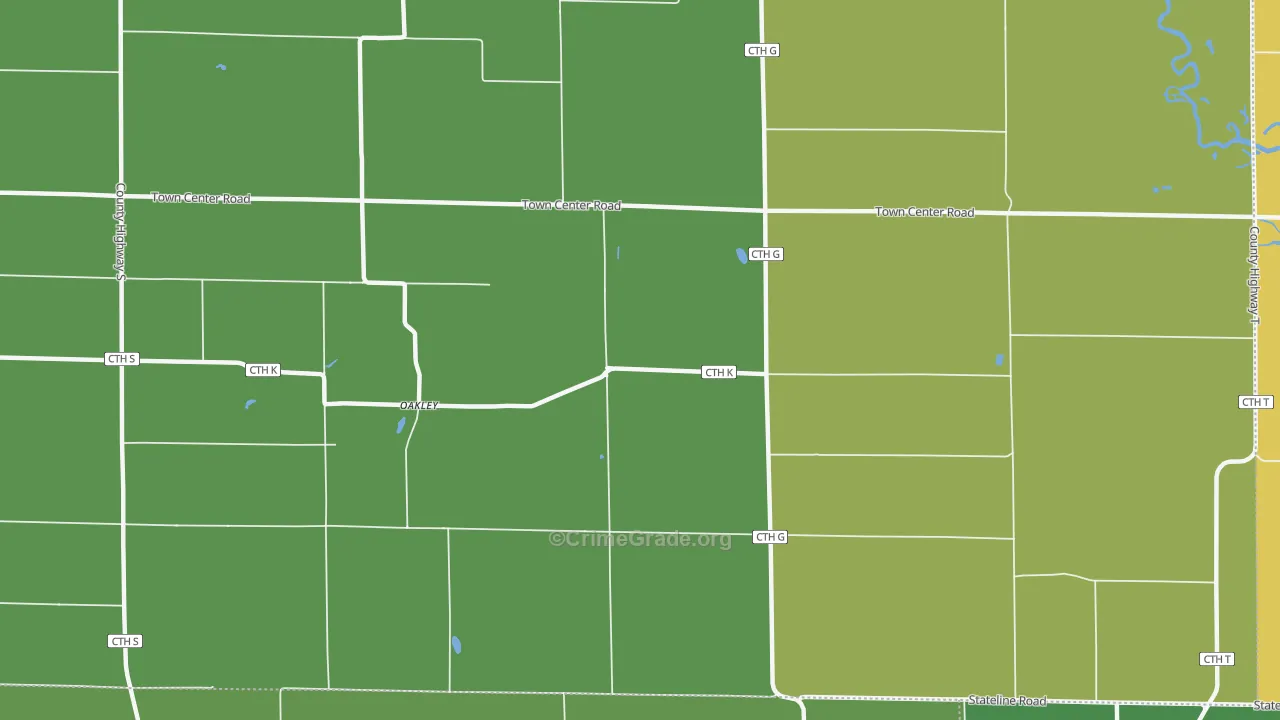 Oakley, WI Map of Drug-Related Crime Rates