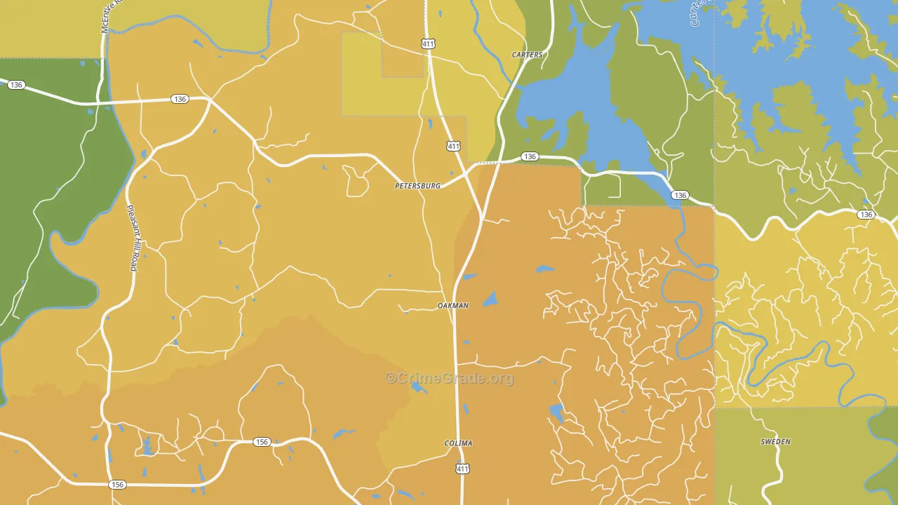 Oakman, GA Map of Drug-Related Crime Rates