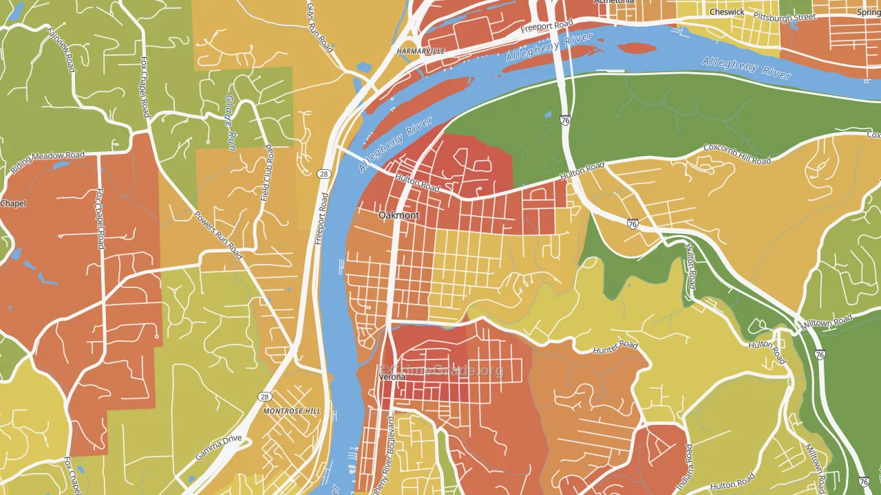 Oakmont, PA Map of Drug-Related Crime Rates