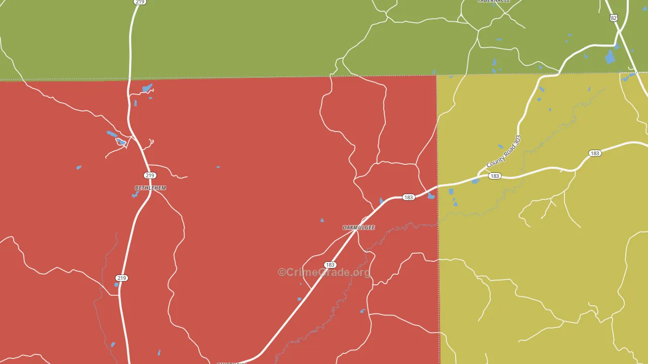Oakmulgee, AL Map of Drug-Related Crime Rates