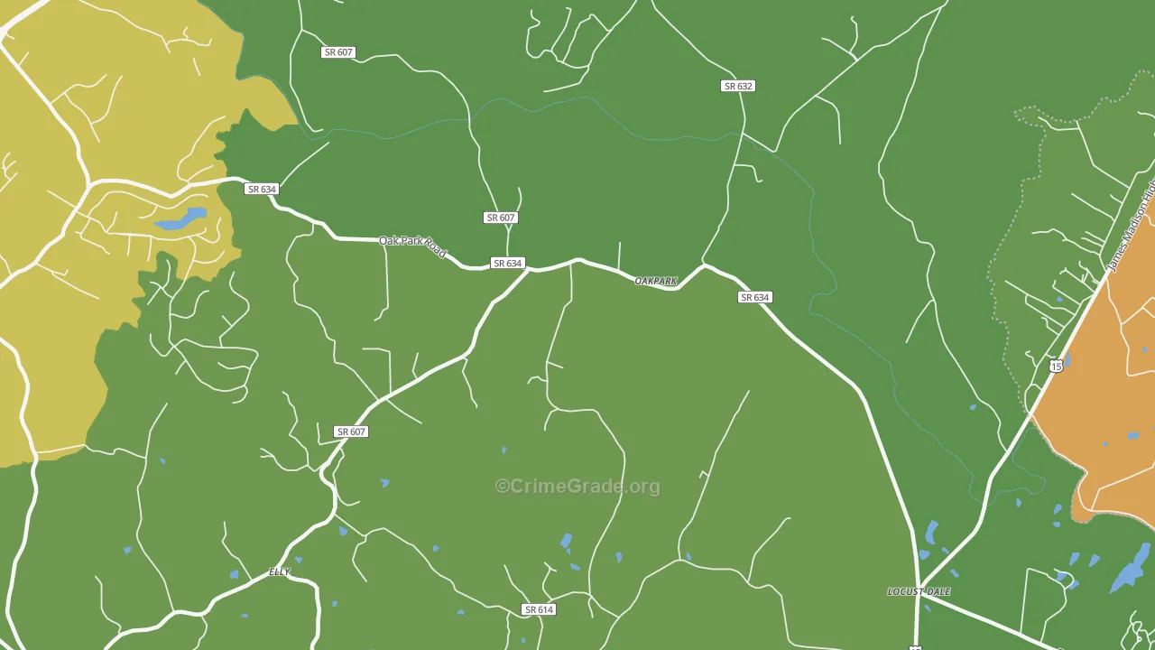 Oakpark, VA Map of Drug-Related Crime Rates