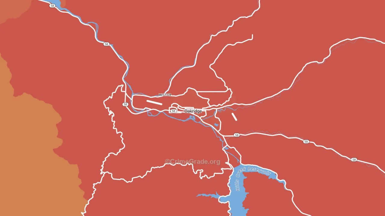 Oakridge, OR Map of Drug-Related Crime Rates