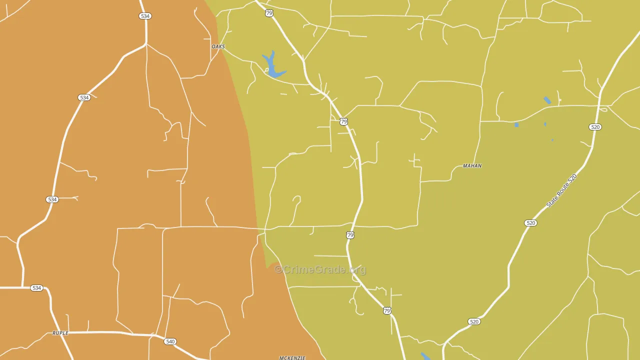 Oaks, LA Map of Drug-Related Crime Rates