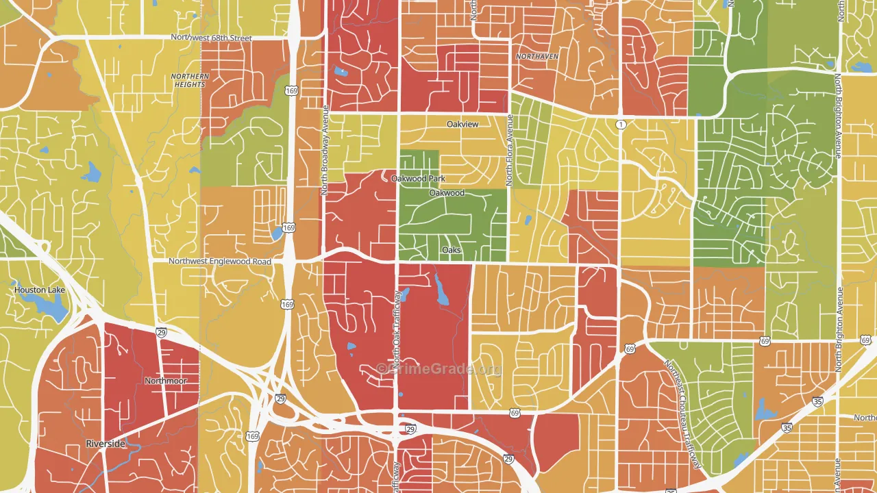 Oaks, MO Map of Drug-Related Crime Rates