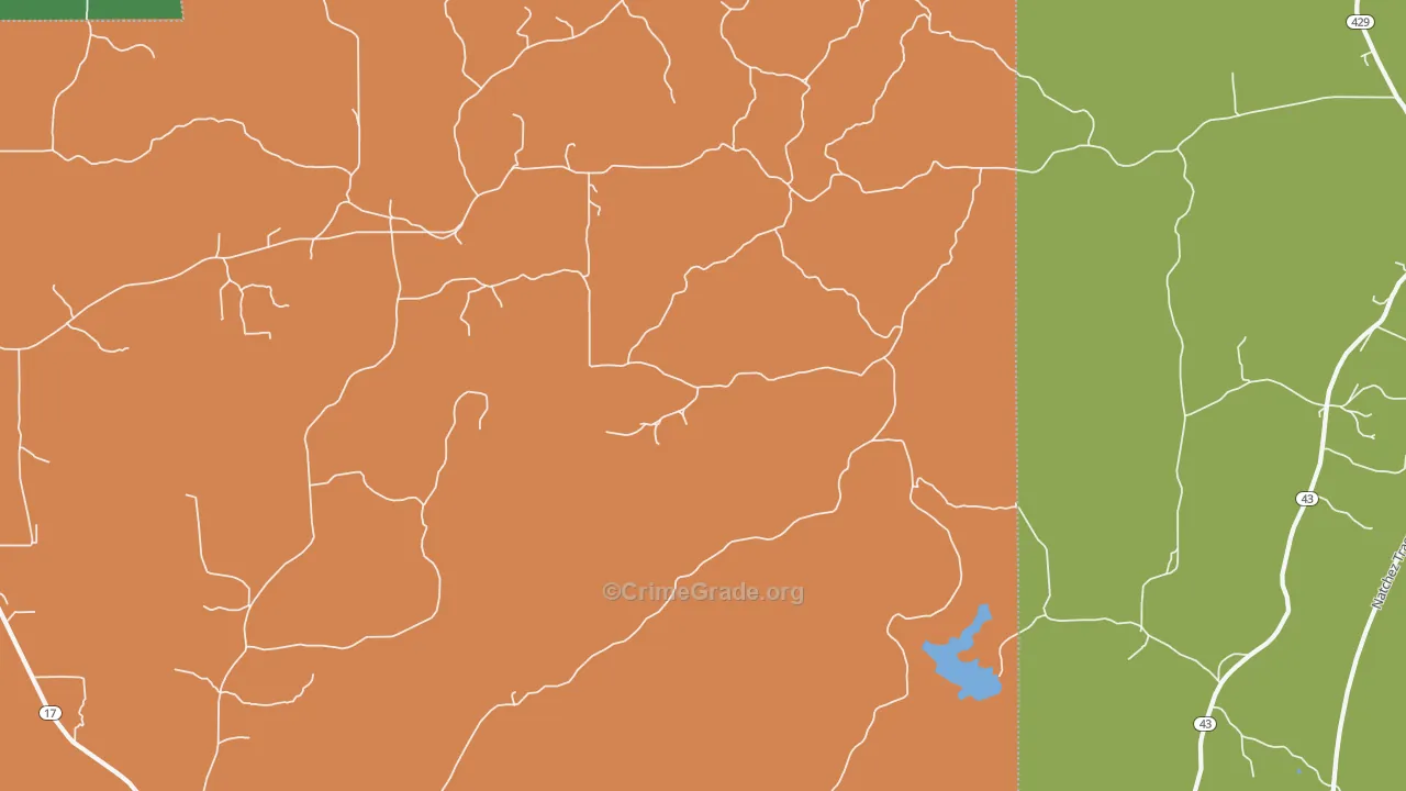 Oaks, MS Map of Drug-Related Crime Rates