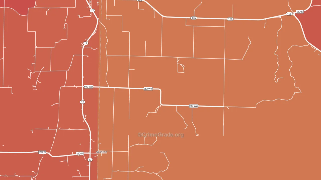 Oakside, MO Map of Drug-Related Crime Rates