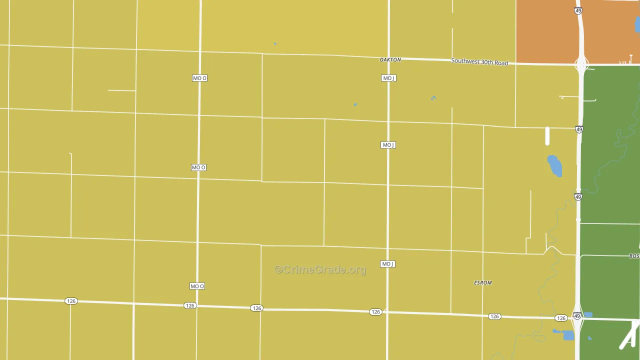 Oakton, MO Map of Drug-Related Crime Rates