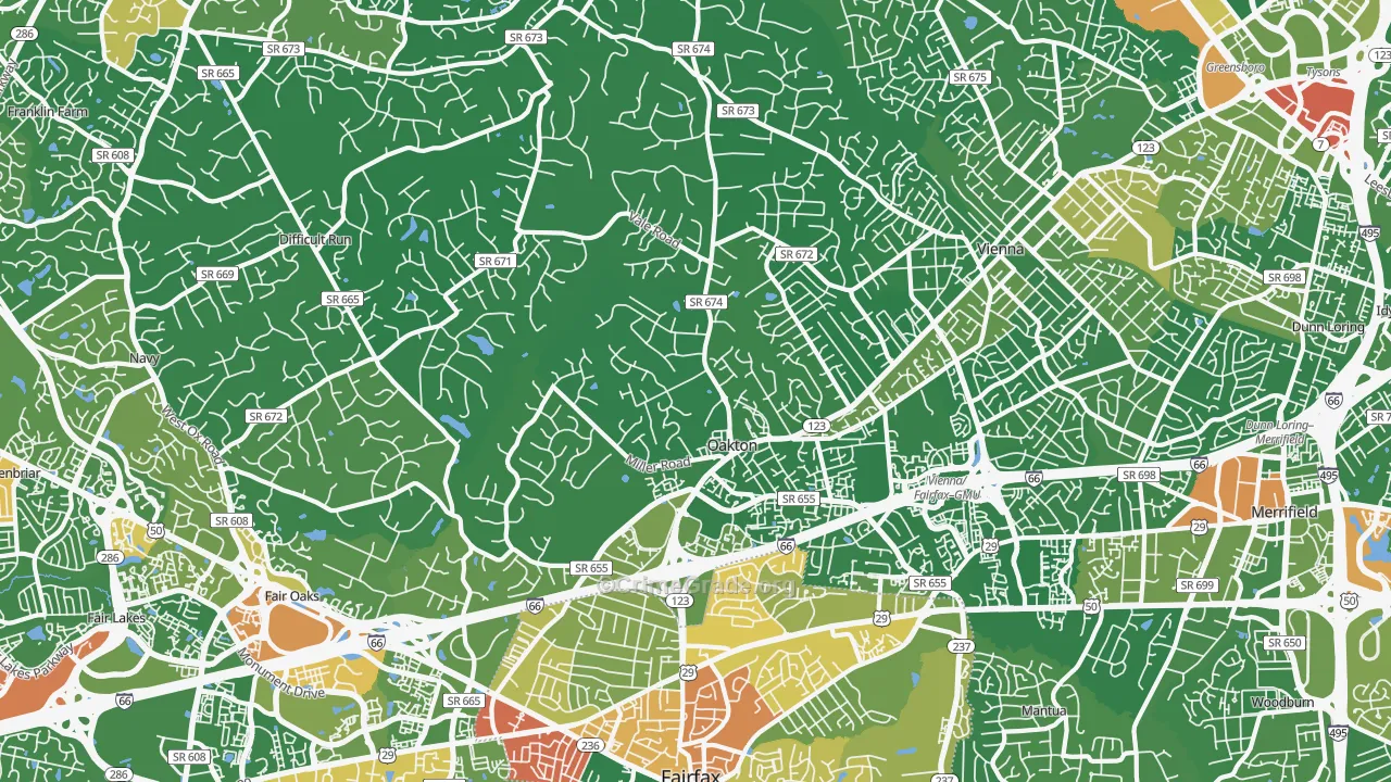 Oakton, VA Map of Drug-Related Crime Rates