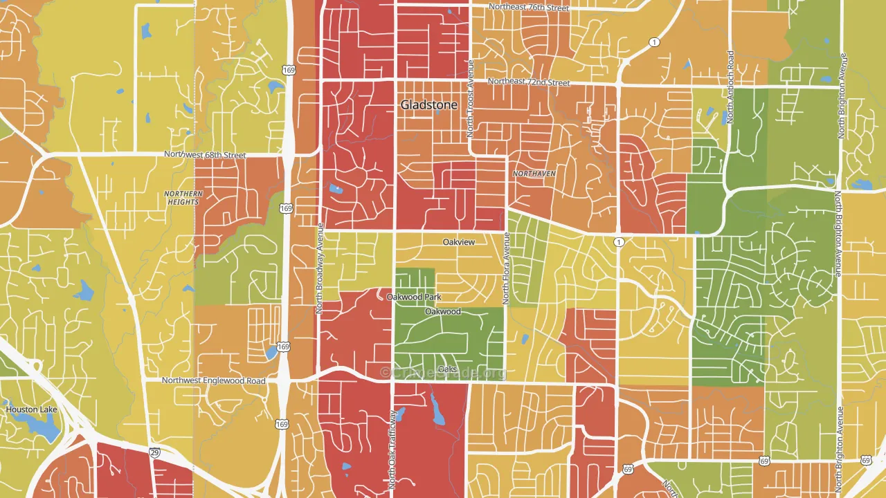 Oakview, MO Map of Drug-Related Crime Rates