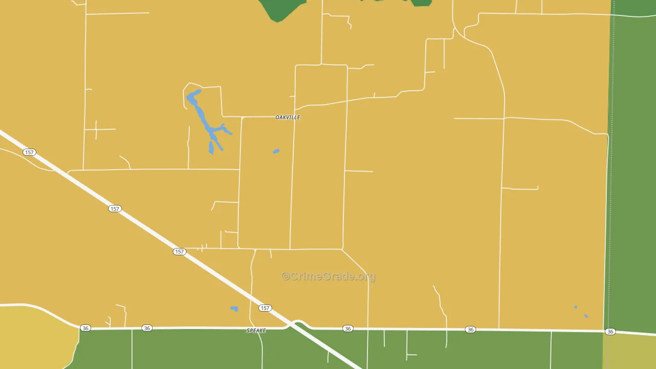 Oakville, AL Map of Drug-Related Crime Rates