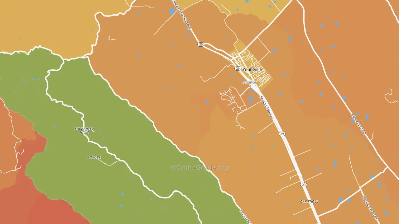 Oakville, CA Map of Drug-Related Crime Rates