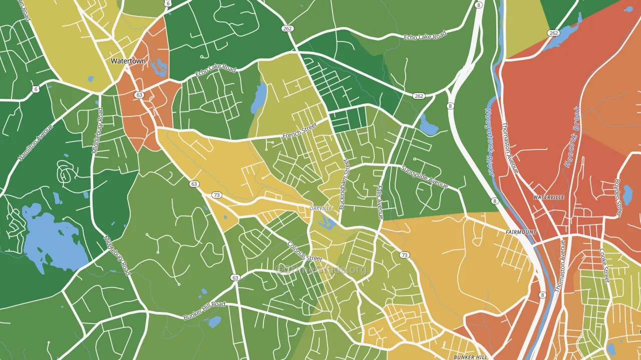 Oakville, CT Map of Drug-Related Crime Rates