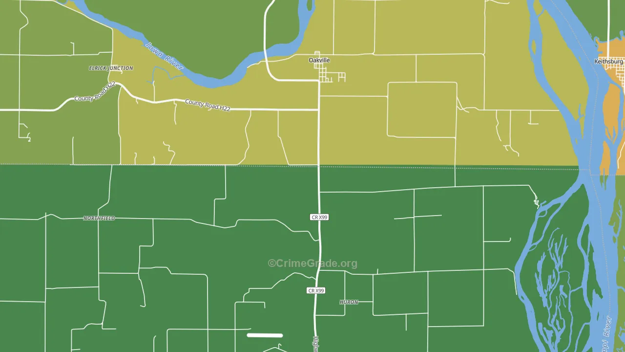 Oakville, IA Map of Drug-Related Crime Rates
