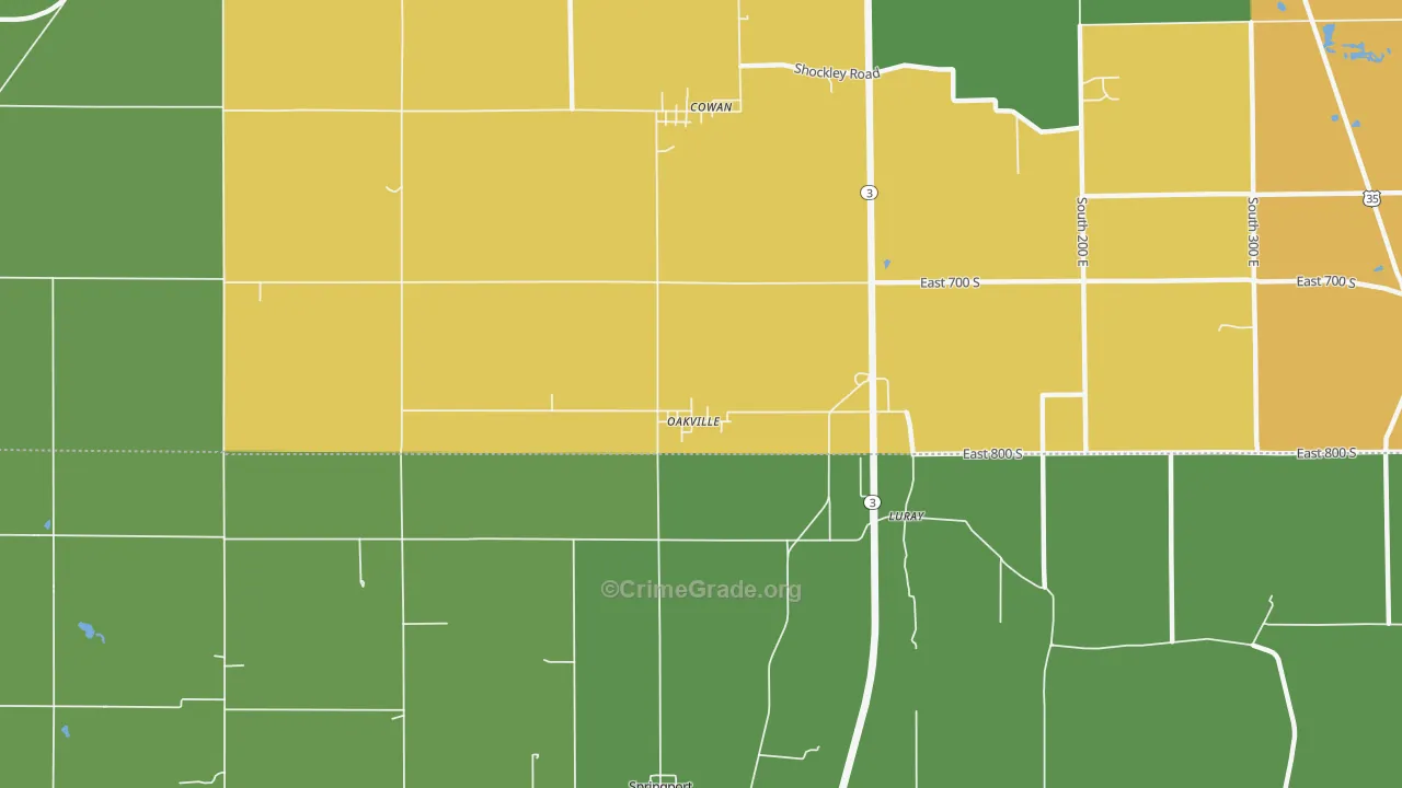 Oakville, IN Map of Drug-Related Crime Rates