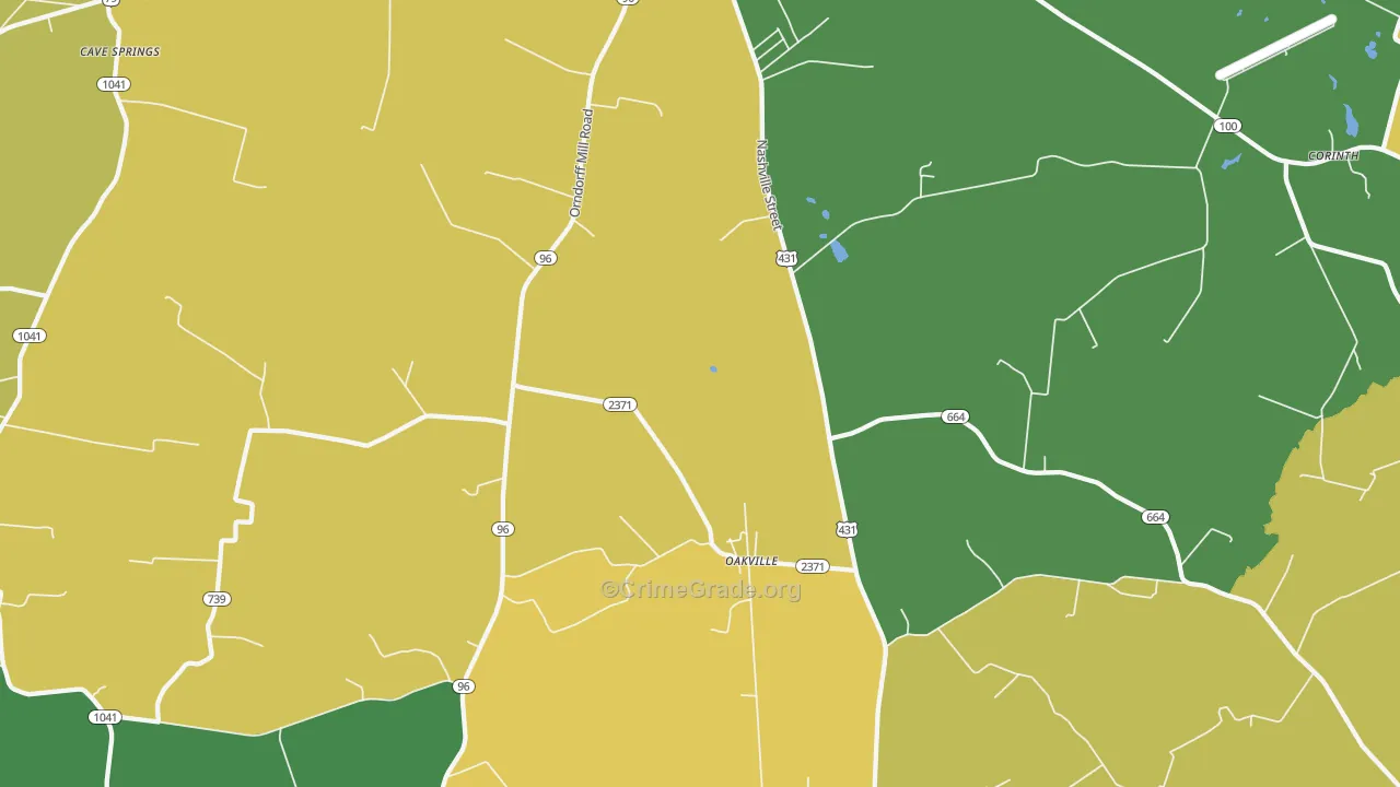 Oakville, KY Map of Drug-Related Crime Rates