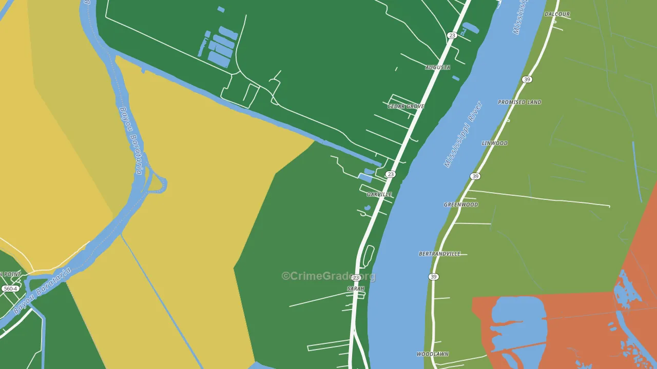 Oakville, LA Map of Drug-Related Crime Rates