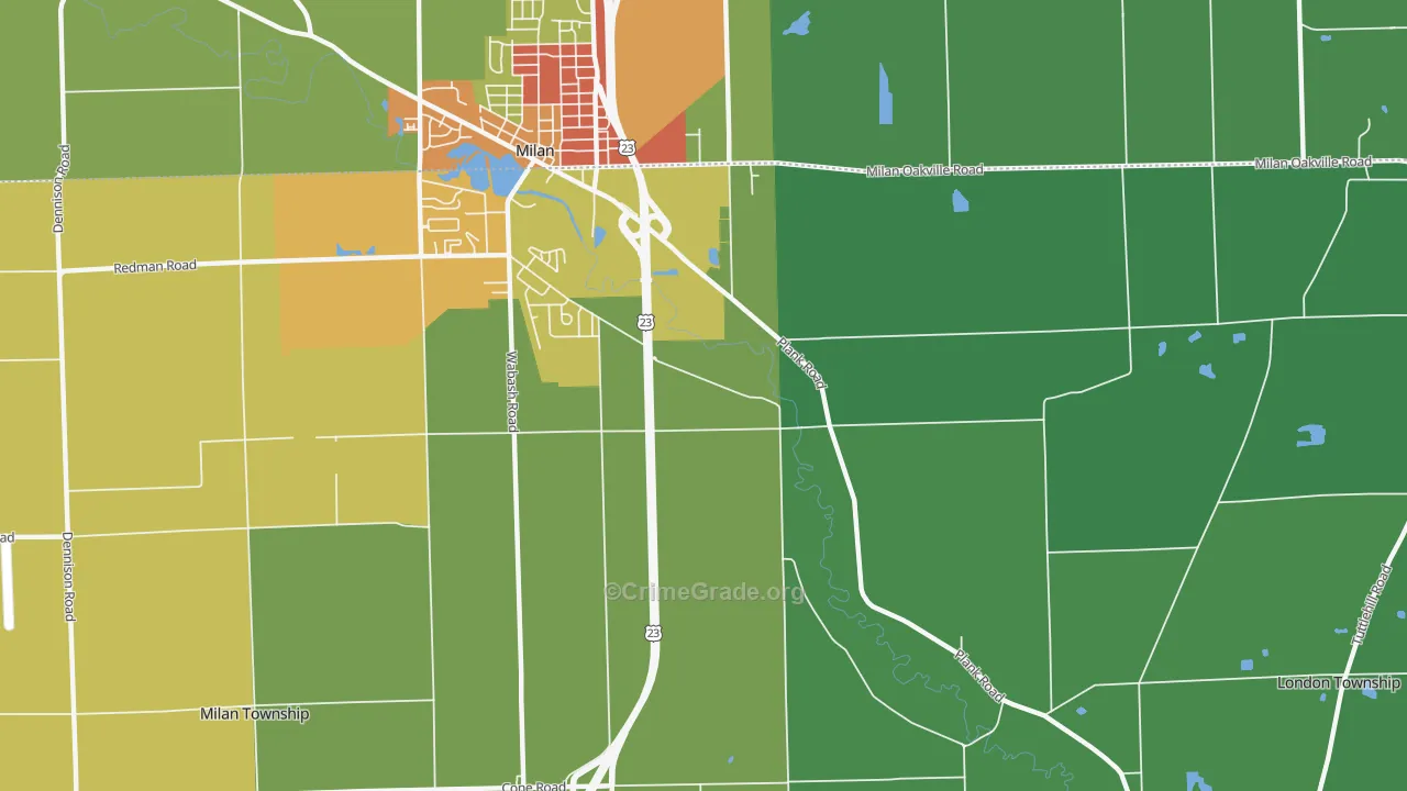 Oakville, MI Map of Drug-Related Crime Rates