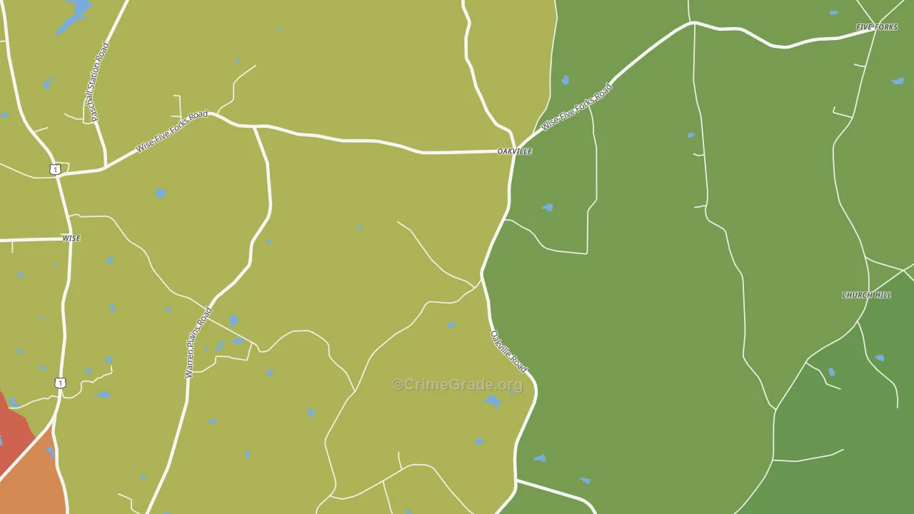 Oakville, NC Map of Drug-Related Crime Rates