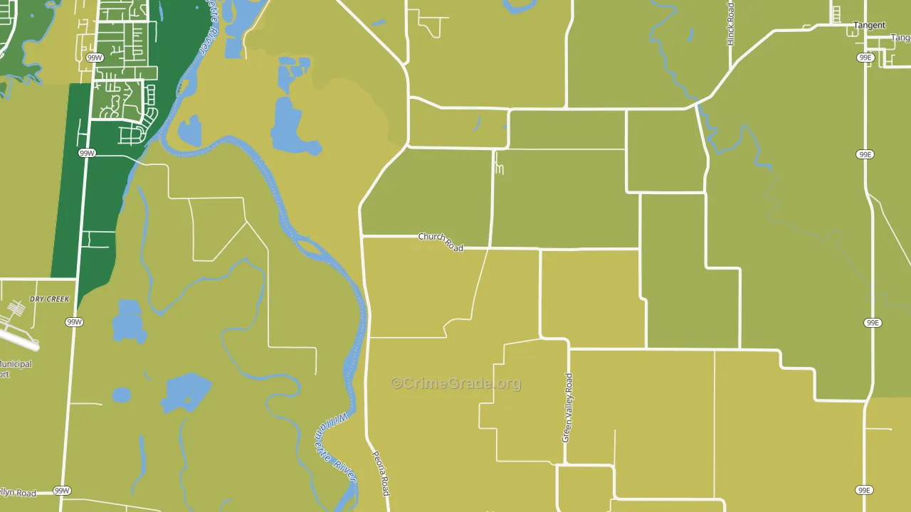 Oakville, OR Map of Drug-Related Crime Rates