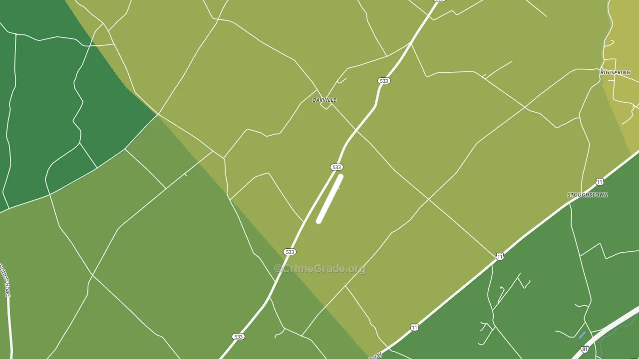Oakville, PA Map of Drug-Related Crime Rates