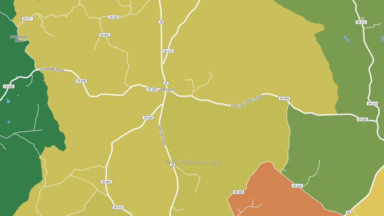 Oakville, VA Map of Drug-Related Crime Rates