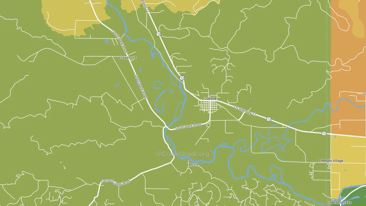 Oakville, WA Map of Drug-Related Crime Rates