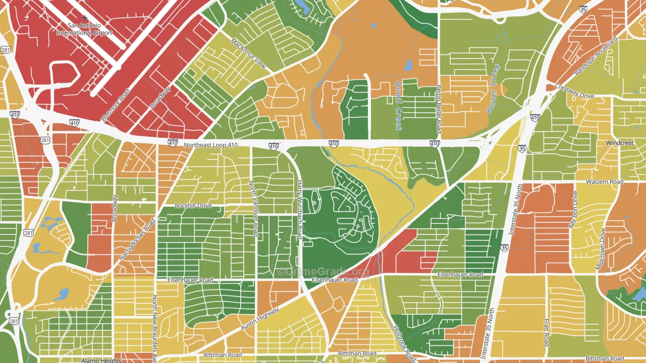 Oakwell Farms, San Antonio, TX Map of Drug-Related Crime Rates