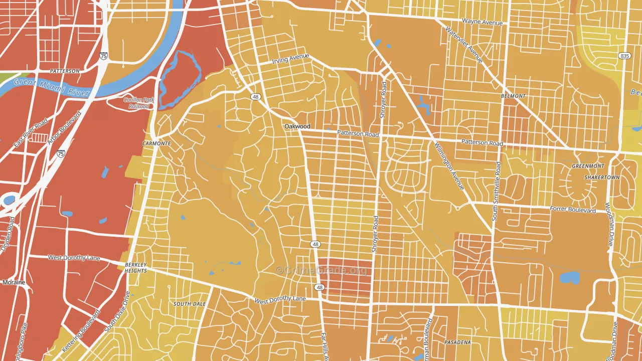 oakwood, Dayton, OH Map of Drug-Related Crime Rates