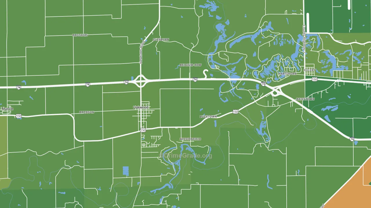 Oakwood, IL Map of Drug-Related Crime Rates