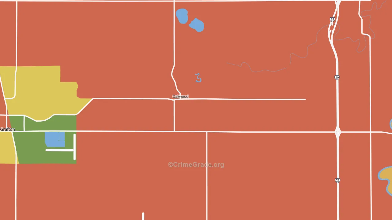 Oakwood, ND Map of Drug-Related Crime Rates