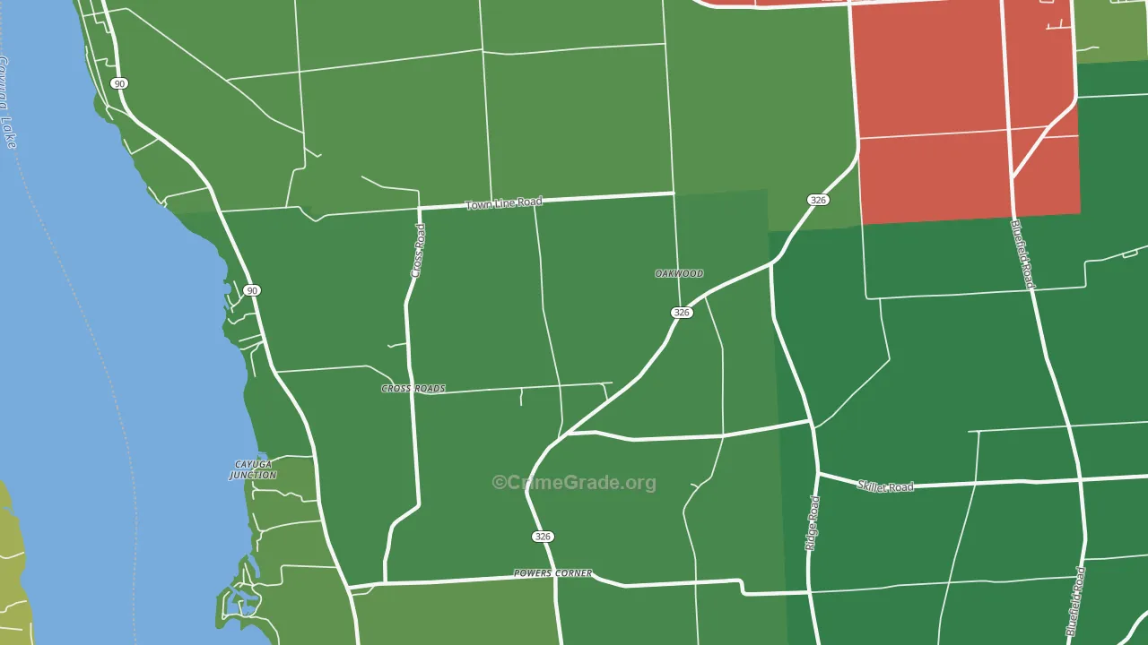 Oakwood, NY Map of Drug-Related Crime Rates