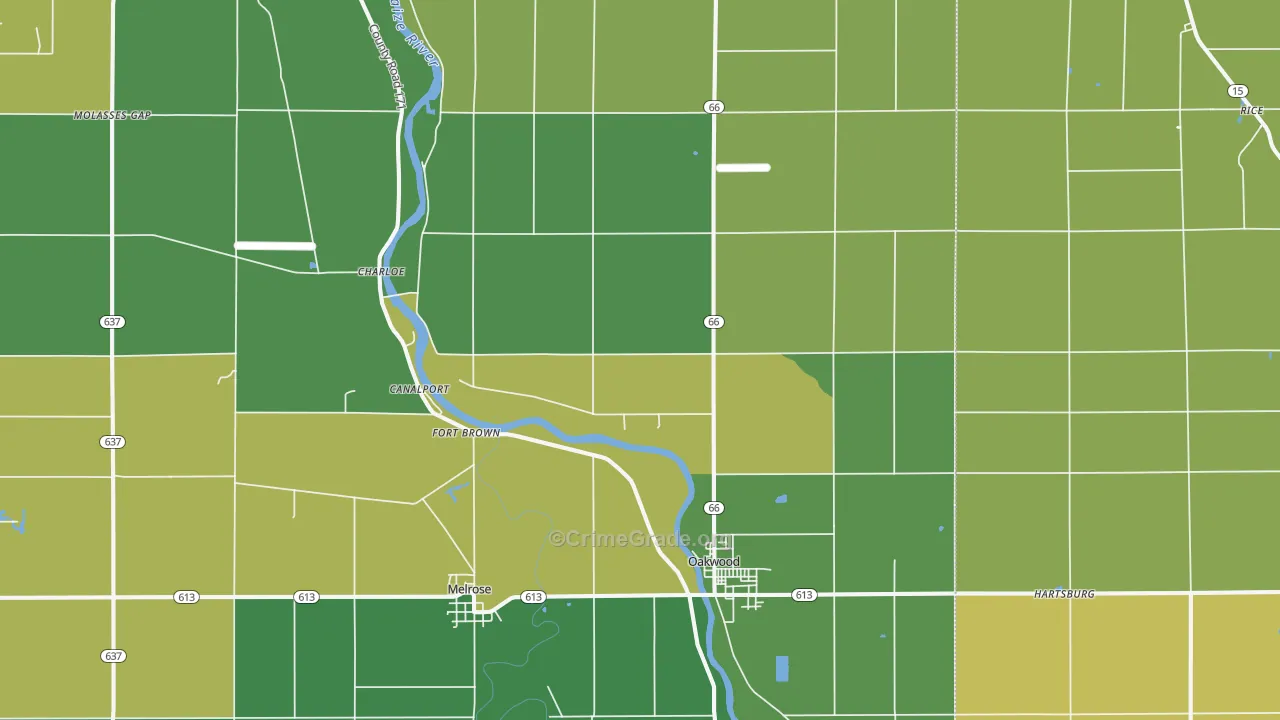 Oakwood, OH Map of Drug-Related Crime Rates