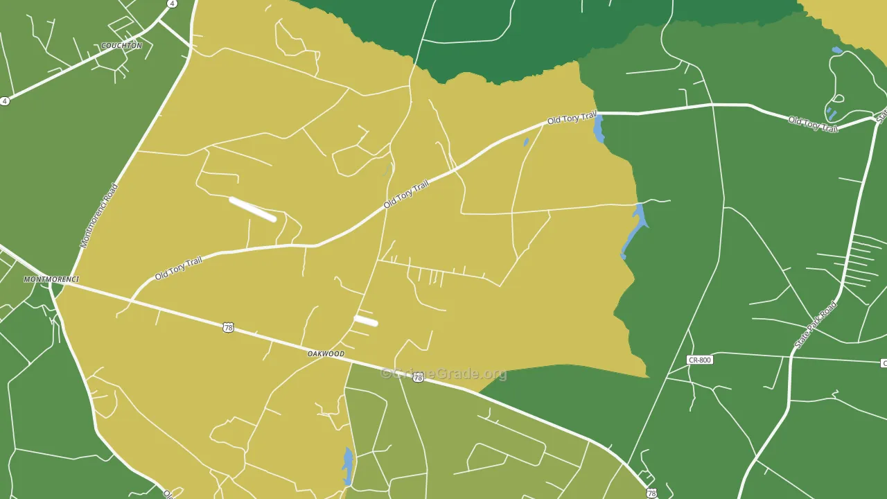 Oakwood, SC Map of Drug-Related Crime Rates