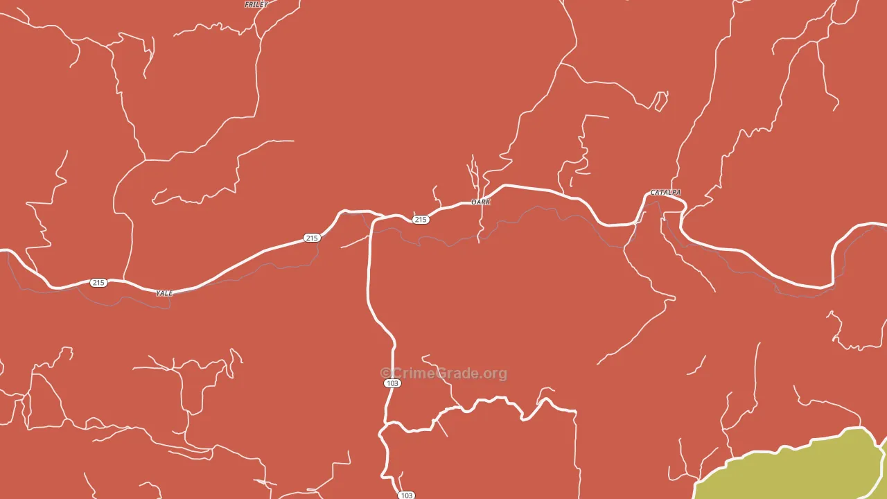 Oark, AR Map of Drug-Related Crime Rates