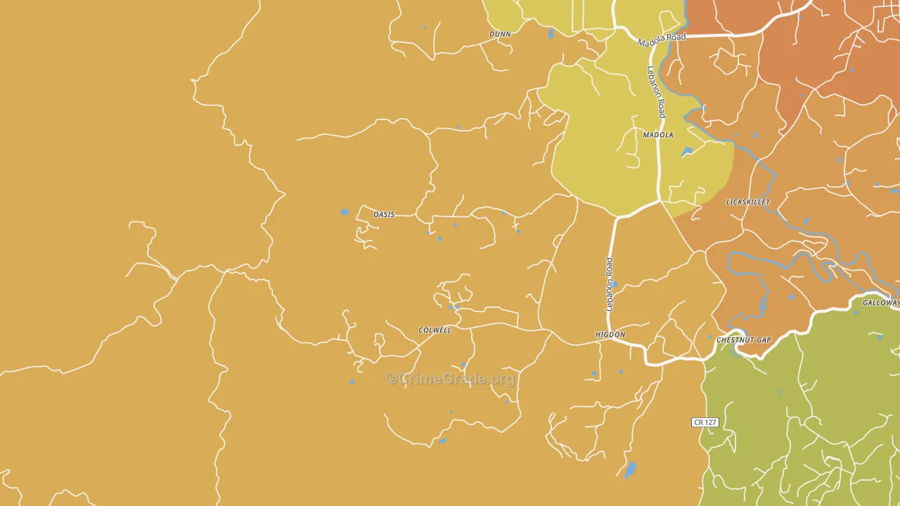 Oasis, GA Map of Drug-Related Crime Rates