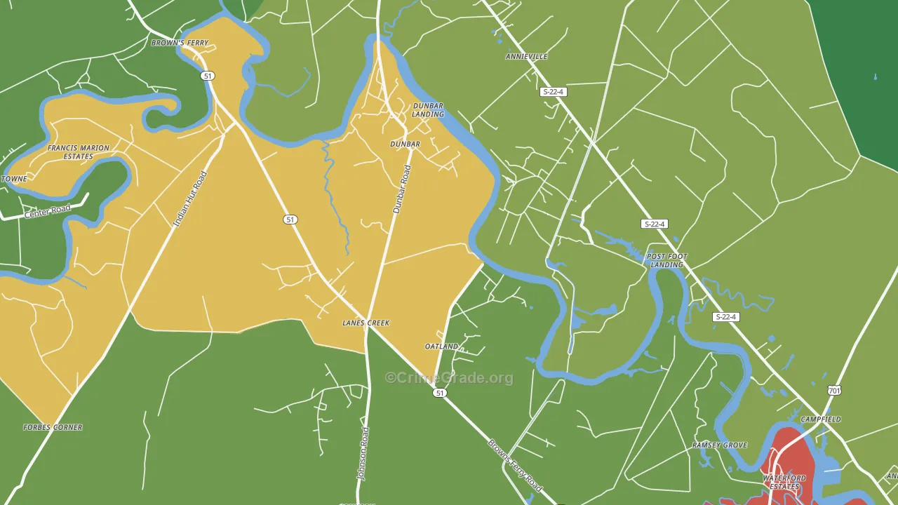 Oatland, SC Map of Drug-Related Crime Rates