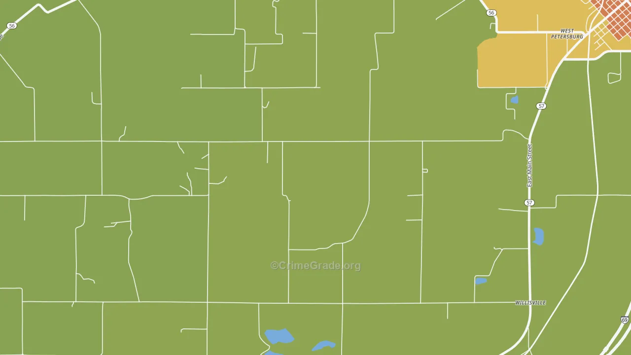 Oatsville, IN Map of Drug-Related Crime Rates