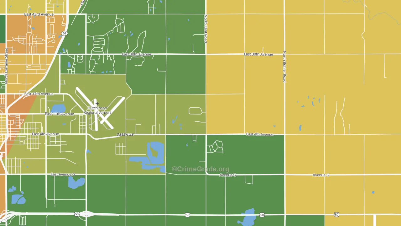 Obeeville, KS Map of Drug-Related Crime Rates