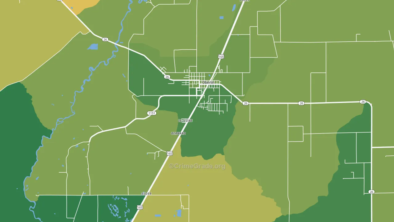 Oberlin, LA Map of Drug-Related Crime Rates