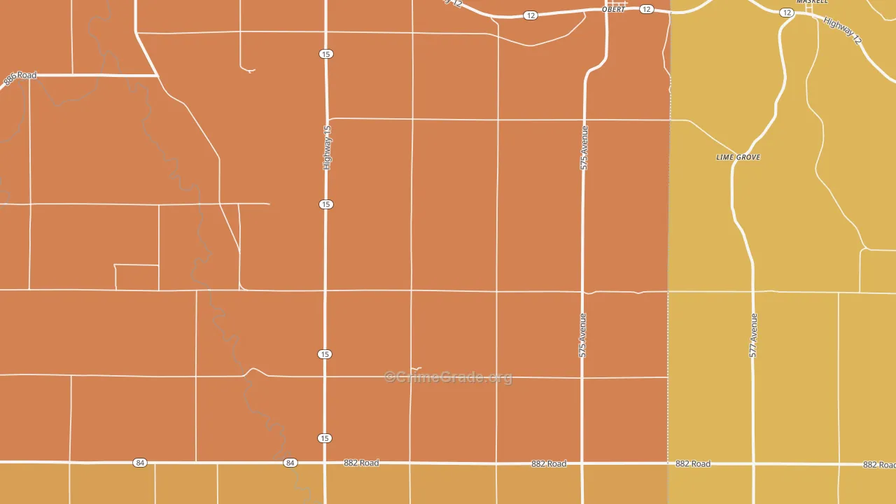 Obert, NE Map of Drug-Related Crime Rates