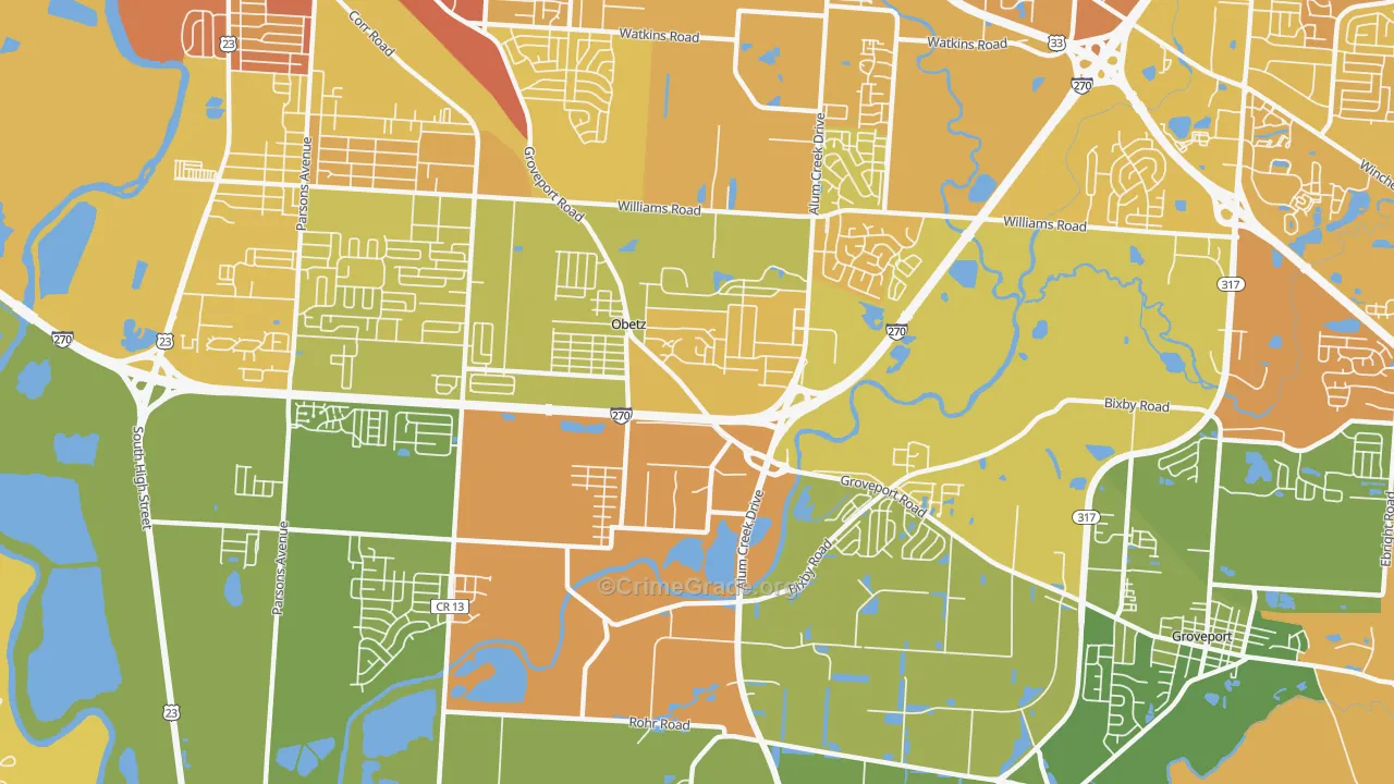 Obetz, OH Map of Drug-Related Crime Rates