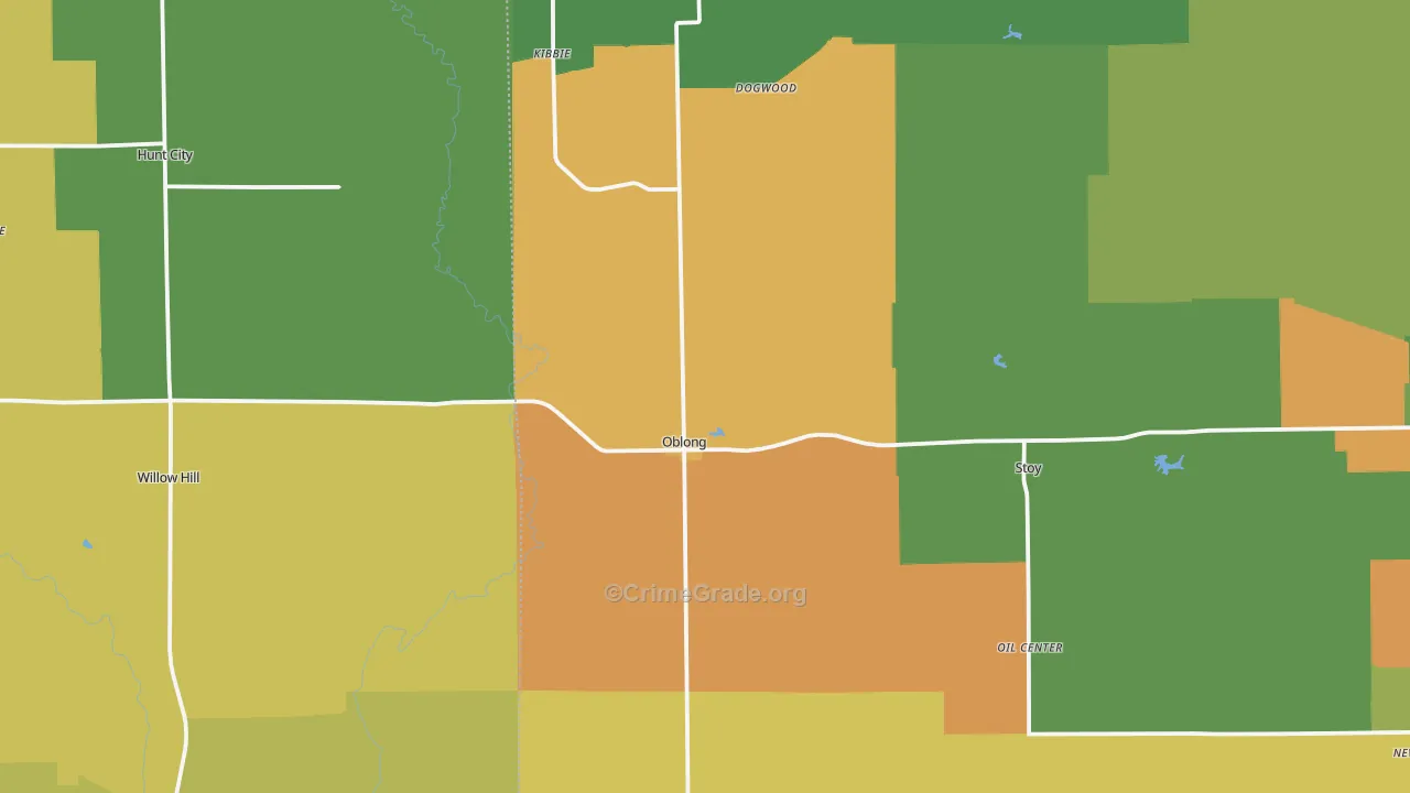 Oblong, IL Map of Drug-Related Crime Rates