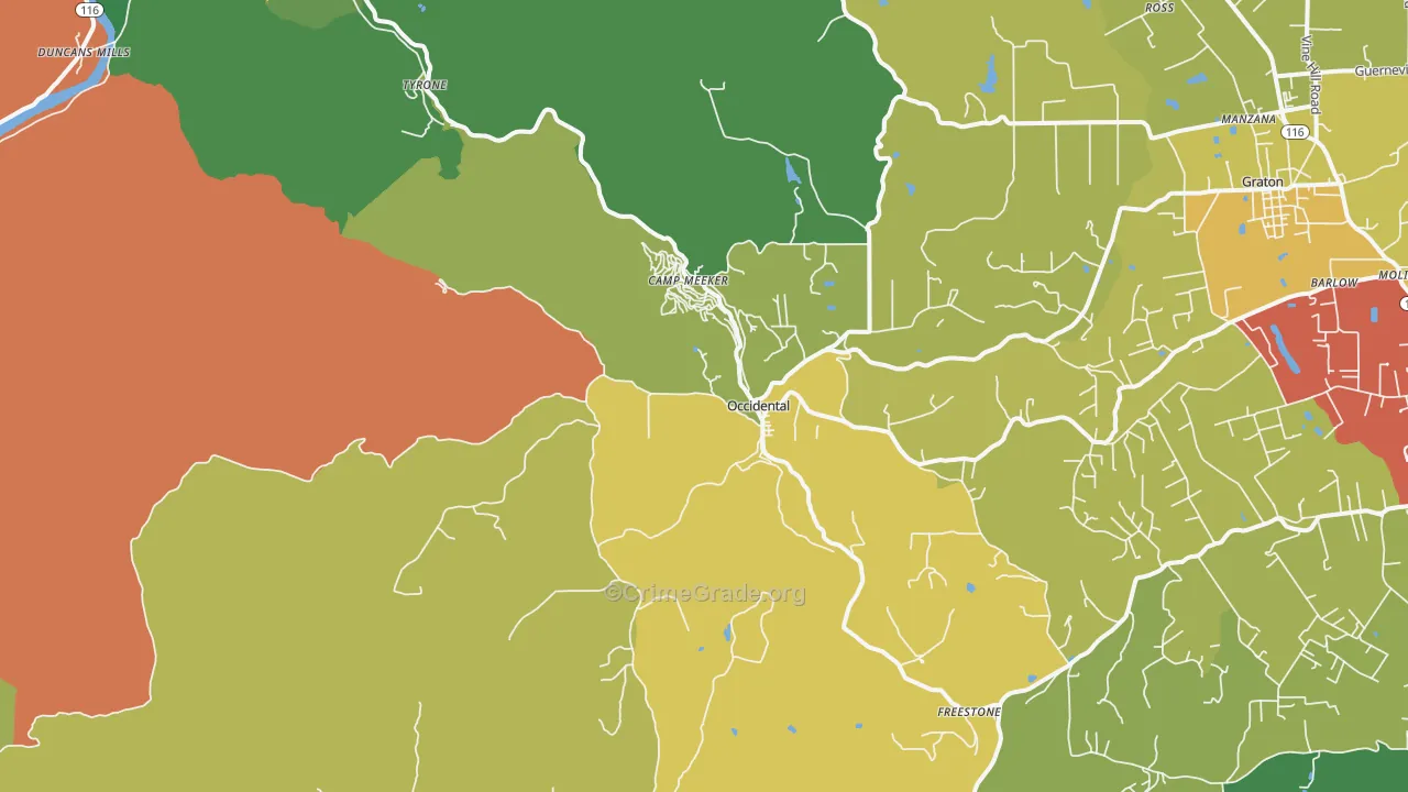 Occidental, CA Map of Drug-Related Crime Rates
