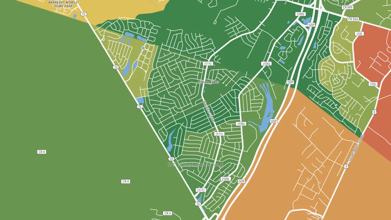 Ocean Acres, NJ Map of Drug-Related Crime Rates