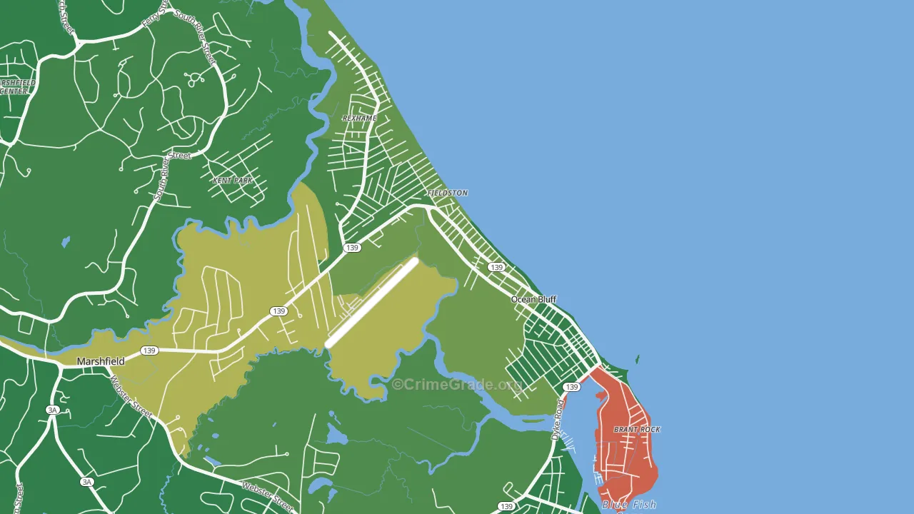 Ocean Bluff-Brant Rock, MA Map of Drug-Related Crime Rates