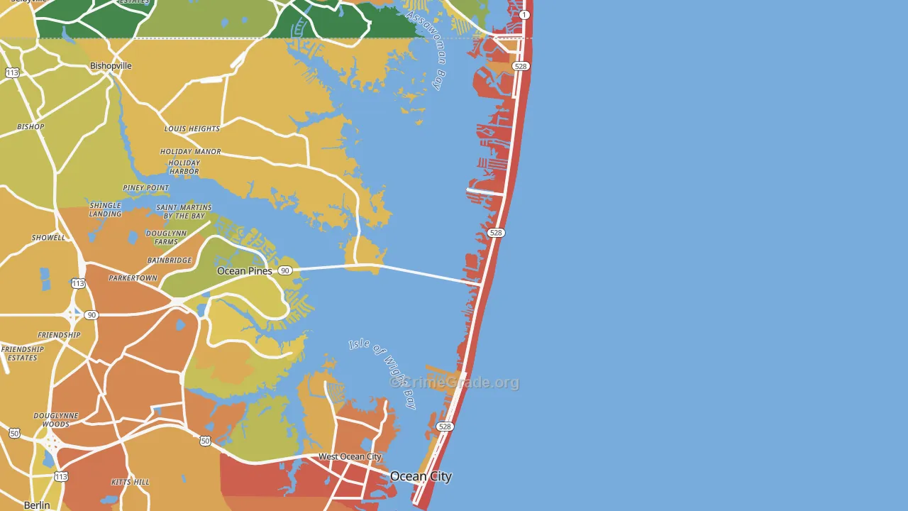 Ocean City, MD Map of Drug-Related Crime Rates