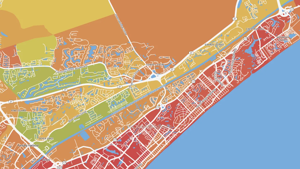 Ocean Forest, SC Map of Drug-Related Crime Rates