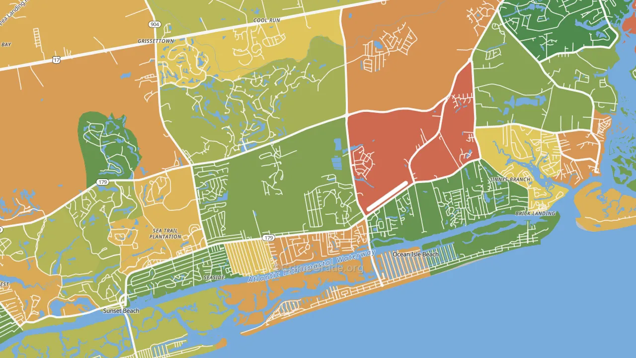 Ocean Isle Beach, NC Map of Drug-Related Crime Rates
