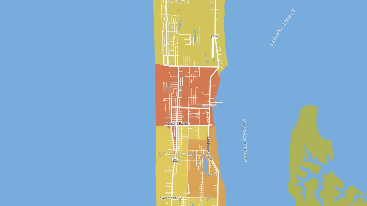 Ocean Park, WA Map of Drug-Related Crime Rates